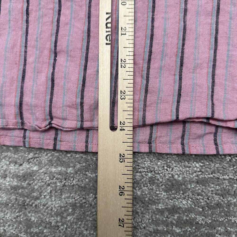 J Jill Love Linen Shirt Womens Large Pink Stripe 100% Linen Tunic Top Boho - Picture 13 of 13